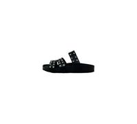 CB0738 GRUNLAND Sara Ciabatta Donna 2 Fasce Borchie BIRK col Nero Vera Pelle Sottopiede Soft Nero 38