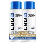 CB12 Collutorio Quotidiano, Senza Alcol, Combatte Alito Cattivo, Effetto 12 Ore, con Fluoruro e Clorexidina, Senza Alcool, 2 Confezioni da 250 ml