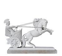CBAM Biga Romana Scultura in Marmo con Base in Alabastro Varie Misure, 10 cm