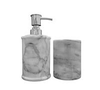 CBAM Set da Bagno in Marmo Bianco Carrara Dosatore Sapone Portaspazzolino Interior Design Marble Accessori Arredamento