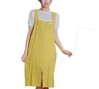 CBBEONRN Grembiule Semplice in Cotone E Lino in Stile Giapponese E Coreano, Grembiule da Casa per Donna per Cucina Ristorante Cottura Pittura Pettorina Vintage da Cucina Yellow,One Size