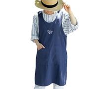 CBBEONRN Grembiuli Donna Croce Posteriore Stile Giapponese con Tasche Cotone Cuoco Grembiule per Cucina Giardino Cottura Cuochi Pasticceria Artigianato Blue,One Size