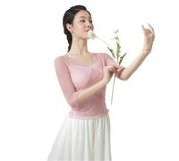 CBFGGOEUDFBS Flamenco Skirt for Women 720 Degree Full Circle Swing Skirt Spanish Dance Costume Adult Flowy Ruffled Layered Skirt for Performances Halloween Party Red Crayon Theme Outfit(Pink Top_L)