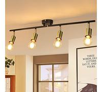 CBJKTX Lampada da soffitto vintage 4 lampadine I E27 retrò Lampada da soggiorno girevole moderna nera e oro Plafoniere industriali per soggiorno Camera da letto Cucina Corridoi Sala da pranzo