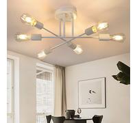 CBJKTX Lampada da soffitto Vintage Soggiorno E27 Plafoniera da camera da letto retrò Lampadario a 6 luci da tavolo da pranzo bianca Illuminazione industriale in stile rustico (senza lampadine)