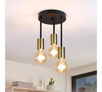 CBJKTX Plafoniera a Sospensione a 3 Luci I Vintage Lampadario E27 Nera e Oro con 3 Faretti Industriale Moderno Faretti a Soffitto per Sala da Pranzo Cucina Corridoio Soggiorno Bar Ristorante