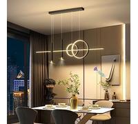 Cblbser Lampadario LED Dimmerabile con Telecomando Lampada da Tavolo da Pranzo Lampade a Sospensione per Isola Della Cucina Bar Sala da Pranzo Salotto Loft 35W L120CM Nero