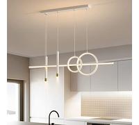 Cblbser Lampadario LED Dimmerabile con Telecomando Lampada da Tavolo da Pranzo Lampade a Sospensione per Isola Della Cucina Bar Sala da Pranzo Salotto Loft 30W L100CM Bianco