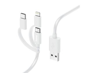 Cble chrg mult. 3in1, USB-A - micro-USB, USB-C e Lightning, 1,0 m, blc