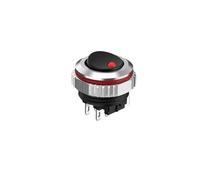 CBQZCHWDKT 16MM Round Rocker Switch, high Current 7A, 2NO/2NO2NC Optional, Chrome-Plated Button or Oxidized Black Button Optional 5-24V 2 Positions(4pin R(Black Key),2NO2NC)