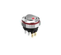 CBQZCHWDKT 22MM Round Rocker Switch, high Current 16A, 2NO/2NO2NC Optional, Chrome-Plated Button or Oxidized Black Button Optional 5-24V 2 Positions(6pin R(Silver Key),2NO)