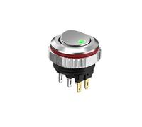 CBQZCHWDKT 22MM Round Rocker Switch, high Current 16A, 2NO/2NO2NC Optional, Chrome-Plated Button or Oxidized Black Button Optional 5-24V 2 Positions(6pin G(Silver Key),2NO)