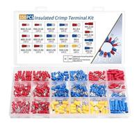 CBQZCHWDKT 350 pezzi terminali a forcella connettori a testa isolati for cavi elettrici set di anelli di crimpatura capicorda ad anello kit arrotolato