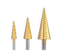 CBQZCHWDKT 3PCS Step Drill Bits Set Metric Spiral Flute The Shape Hole 4-12/20/32mm Steel Cone Drill Bit Set