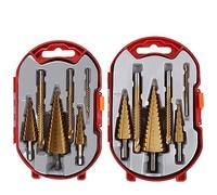 CBQZCHWDKT 6PCS Step Saw Drill Bits Set Metal Hole Woodworking Cone Core Tool 4-12/4-20/4-32/3/6/8mm (Color : Set C)