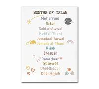 CBQZCHWDKT Arabic Learning Poster for Kids, Islamic Decor Canvas Print, Motivational Wall Art for Childs Room and Playroom(Framed,08x12inch(20x30cm))