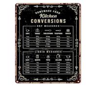 CBQZCHWDKT Baking Cup Gram Ounce Chart Metal Tin Sign Vintage Conversion Table Kitchen Measuring Guide Wall Hanging Decor 8 X 12 inch