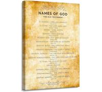 CBQZCHWDKT Bible Study Poster Biblical Hebrew Names of God Vintage Christian Wall-Art with Scripture for Church Home Sunday School Prayer Room Decor(Framed,16x24inch(40x60cm))