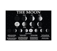 CBQZCHWDKT Educational Moon Phases Poster - Solar System Science Chart for Classroom Wall Decor, Preschool Elementary Homeschool(Framed,08x12inch(20x30cm))