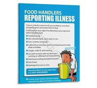 CBQZCHWDKT Food Handler Illness And Injury Reporting Poster Required Notice For Restaurant Kitchen Staff Health Department Rules(Unframed,08x12inch(20x30cm))