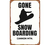 CBQZCHWDKT Gone Snow Boarding Metal Sign Wall Decor Gift Idea 12x8 Inch