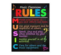 CBQZCHWDKT Music Classroom Rules Posters Bulletin Board Decor for Elementary Middle High School Teacher Supplies and Homeschool Decorations(Framed,16x24inch(40x60cm))