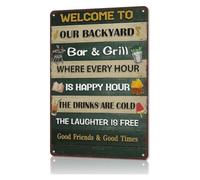 CBQZCHWDKT Rustic Bar Grill Welcome Tin Sign 8x12 Inch