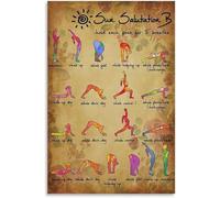 CBQZCHWDKT Sun Salutation Yoga Art & Practice Chart - Modern Meditation Poster, Framed Canvas Wall Decor for Studio, Office or Gift Idea(Unframed,12x18inch(30x45cm))