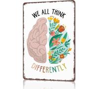 CBQZCHWDKT We All Think Differently Neurodivergent Tin Sign 12x8 Inch