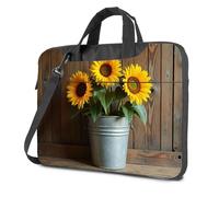 CBRT Borsa per computer portatile da 17 pollici con tre girasoli in un secchio di metallo borsa per laptop zaino borsa per laptop (29 x 38 cm)