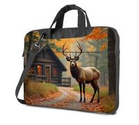 CBRT Borsa per computer portatile da 17 pollici, un alce maestoso si trova su un sentiero nella foresta vicino a una cabina accogliente borsa per laptop zaino borsa per laptop, Colore, 26x36cm