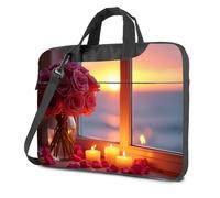 CBRT Custodia per computer portatile da 15,6 pollici, un bouquet di rose con candele davanti a un tramonto, borsa per computer portatile, zaino da viaggio, borsa per laptop da donna, 29 x 40 cm
