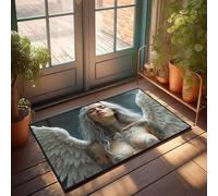CBRT Divertente tappetino da bagno con angelo con intricati tatuaggi e ali, piccolo zerbino di benvenuto per esterni (50 x 80 cm)