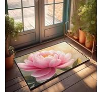 CBRT Divertente tappetino da bagno con un bellissimo fiore di loto rosa che sboccia vivacemente zerbino Tiki decorazione bar decorazione camera da letto porta (65 x 90 cm)