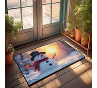 CBRT Grande zerbino per interni con un pupazzo di neve allegro che si trova nella neve, zerbino per portico anteriore, decorazione autunnale, tappetino per la casa da solo (50 x 80 cm)