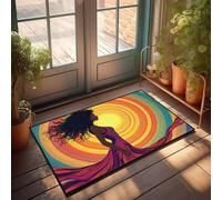 CBRT Grande zerbino per interni con una donna in un vestito fluente contro uno sfondo vivace e vorticoso, zerbino per portico anteriore, decorazione autunnale per casa da sola (40 x 60 cm)