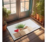 CBRT Grande zerbino per interni un regalo splendidamente avvolto con un cuore rosso e verde zerbino per portico anteriore decorazione autunnale casa da solo zerbino (65 x 90 cm)