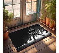 CBRT Tappeto da portico per esterni, motivo: un chitarrista che si esibisce appassionatamente tra le fiamme, set di tappeti da bagno divertenti per esterni (65 x 90 cm)