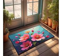 CBRT Zerbini per camera da letto per ragazzi e adolescenti con fiori colorati con cuori nel cielo, zerbino per ingresso esterno, casa, divertente zerbino F (65 x 90 cm)