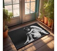 CBRT Zerbino con decorazione vintage, motivo: una ragazza con ali d'angelo seduto sul pavimento, tappetino di benvenuto personalizzato per esterni (65 x 90 cm)