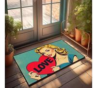 CBRT Zerbino con scritta "Fall Outdoor, una donna che tiene un cartello a forma di cuore con la parola amore su di esso", zerbino assorbente per interni e vacanze (40 x 60 cm)