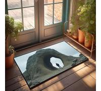 CBRT Zerbino decorativo per casa e bar, motivo: una persona sta davanti a un grande arco in roccia naturale, zerbino autunnale per esterni (65 x 90 cm)