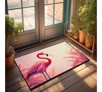 CBRT Zerbino divertente con fenicottero rosa con un bastone nel becco, zerbino autunnale per esterni per scarpe da porta (50 x 80 cm)