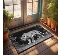 CBRT Zerbino divertente con leopardo maculato che si trova in una foresta, zerbino autunnale per esterni zerbino per scarpe da porta (65 x 90 cm)