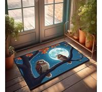 CBRT Zerbino per porta d'ingresso, con due gufi appollaiati sotto una luna piena, zerbino per esterni e decorazione per la stanza degli uomini (65 x 90 cm)