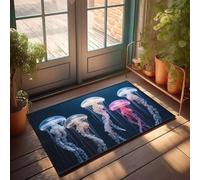 CBRT Zerbino per porta d'ingresso, divertente e colorato, con meduse colorate, per nuotare e nuotare con grazia, zerbino per esterni e bar, accessorio decorativo per la stanza dei ragazzi (65 x 90 cm)