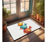 CBRT Zerbino unico per ingresso interno con tre uccelli colorati impilati uno sopra l'altro zerbino, tappetino autunnale per esterni, decorazione per la stanza degli uomini (65 x 90 cm)