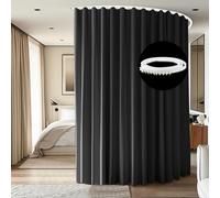 cbsroro Set di tende divisorie da soffitto, extra larghe, oscuranti, flessibili, per camera da letto, separatori per la privacy, 1 pannello nero e binario bianco, larghezza 21 cm x altezza 1,8 m