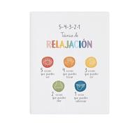 CBT Poster Spanish 5-4-3-2-1 Grounding Technique for Anxiety Mindfulness Emotional Regulation Office Wall-Art(Framed,08x12inch(20x30cm))