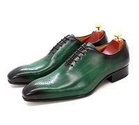 CBVVQFB Scarpe Oxford classiche in pelle da uomo, traspiranti, casual, perfette per matrimoni, feste ed eventi aziendali, verde-44